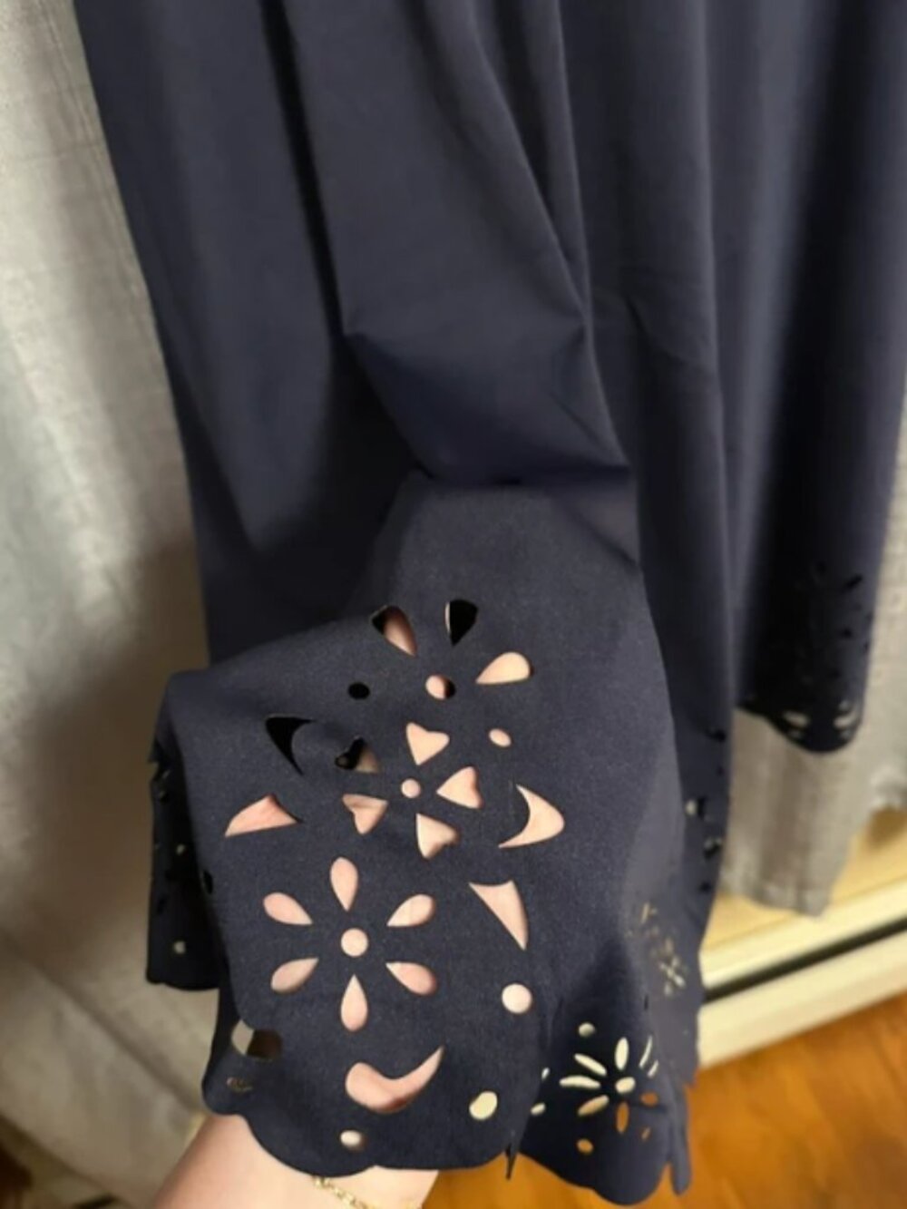 Plus Solid Navy Laser Cut Cami Dress - Picture 2 of 4
